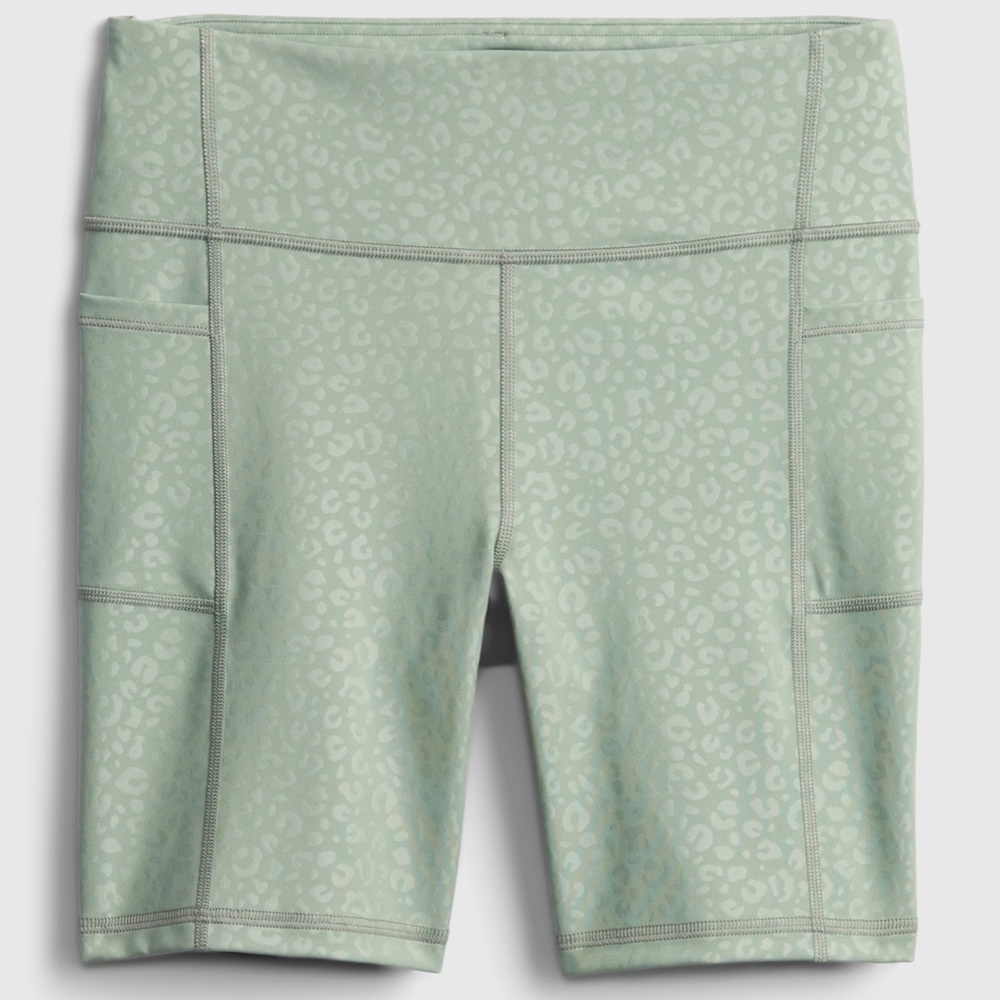 Soft green leopard animal print blackout legging bike shorts Gap gapfit